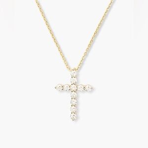 Melinda Maria Gold Necklace with Diamondette Cross Pendant